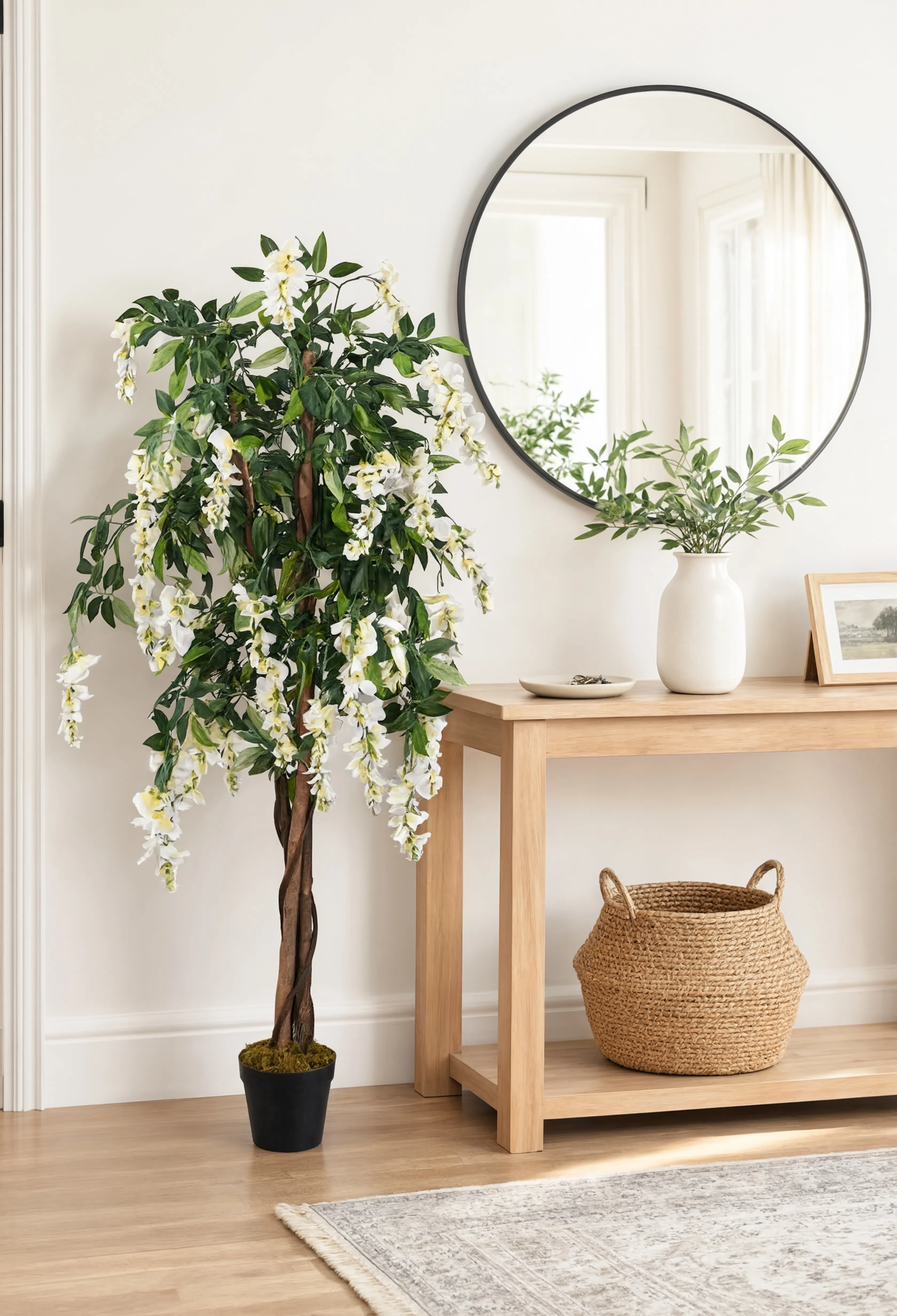 Wisteria Artificielle Vert et Blanc - 120 cm