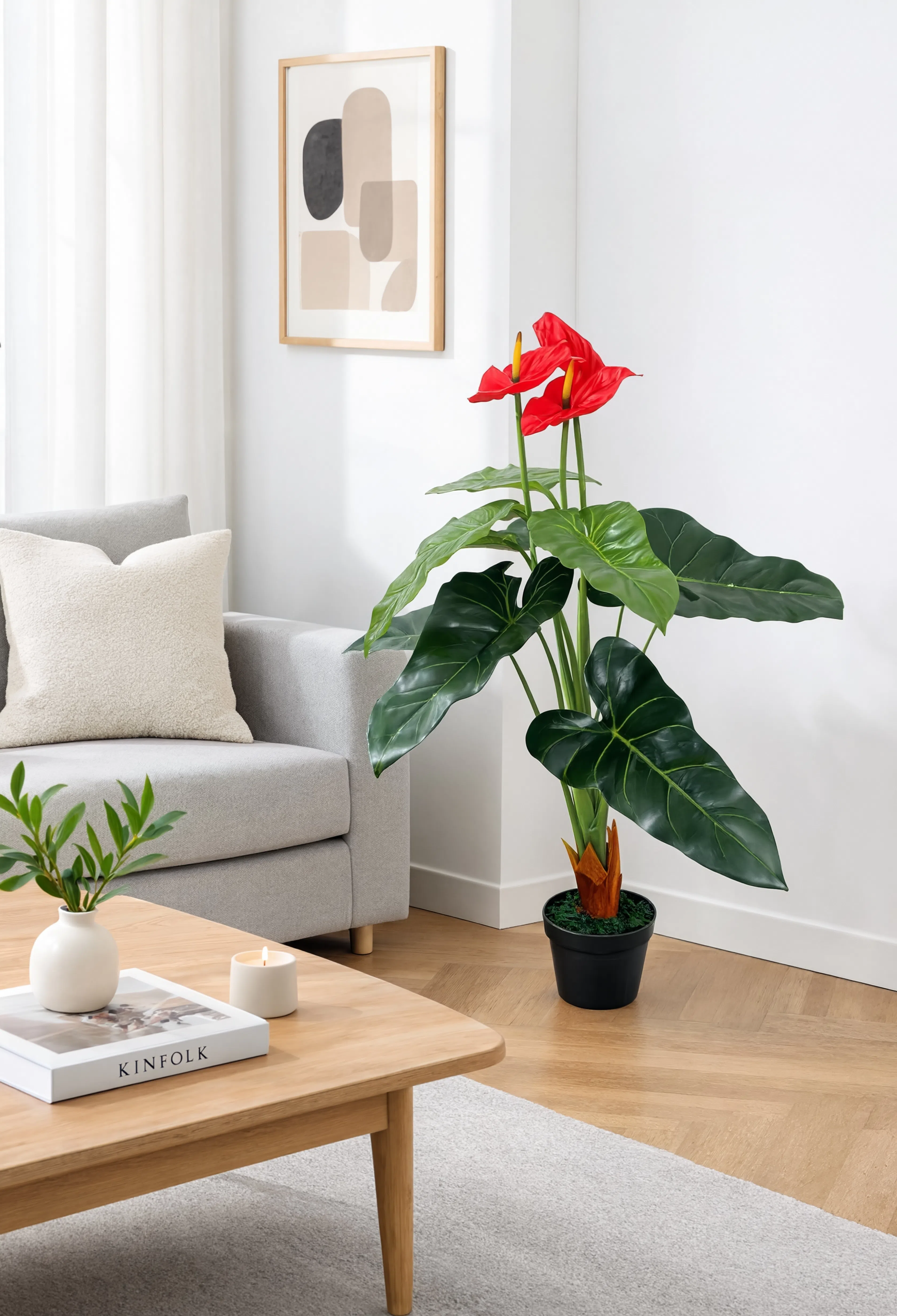 Anthurium Artificielle Rouge - 90 cm