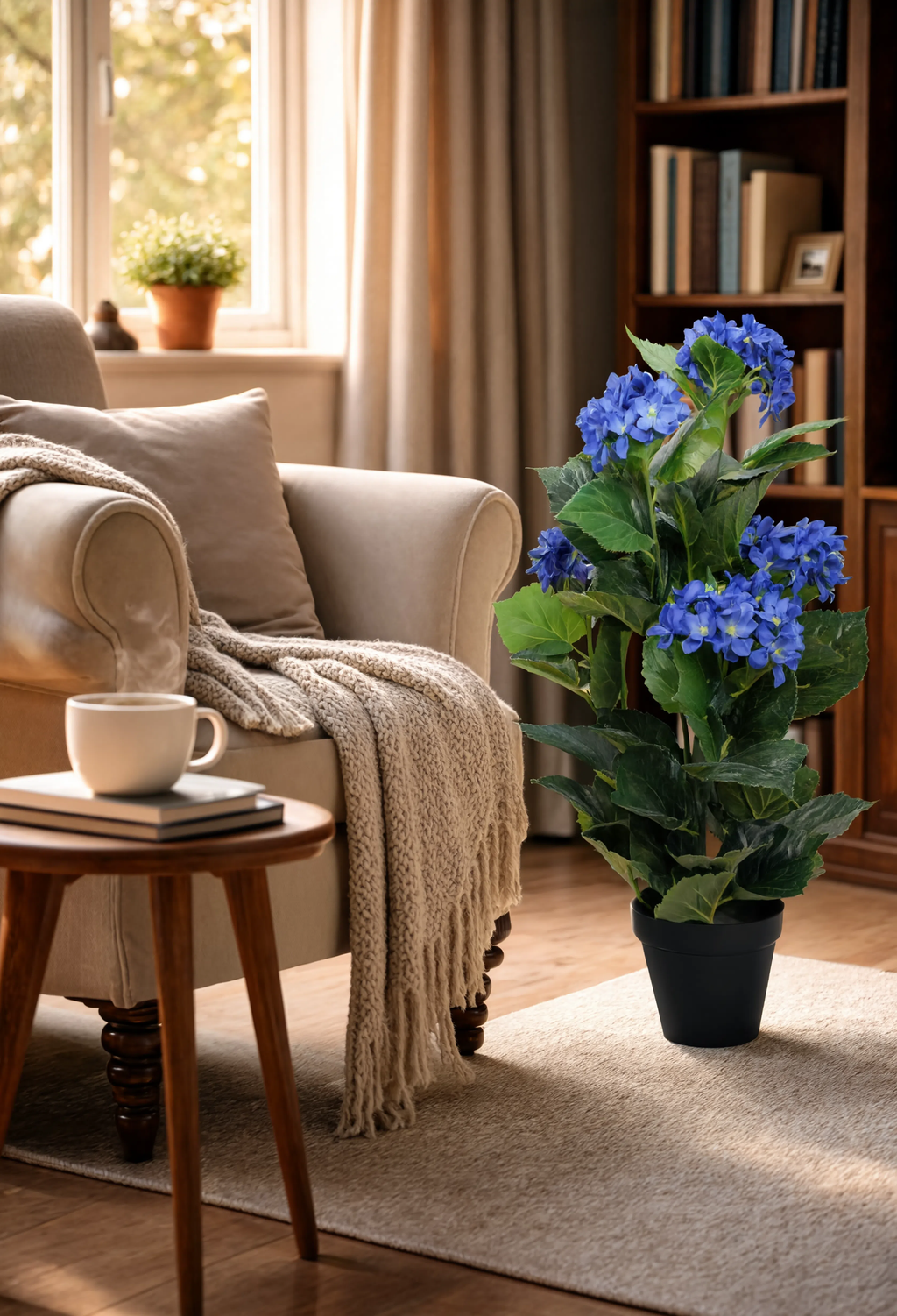 Hortensia Artificiel Bleu - 60 cm