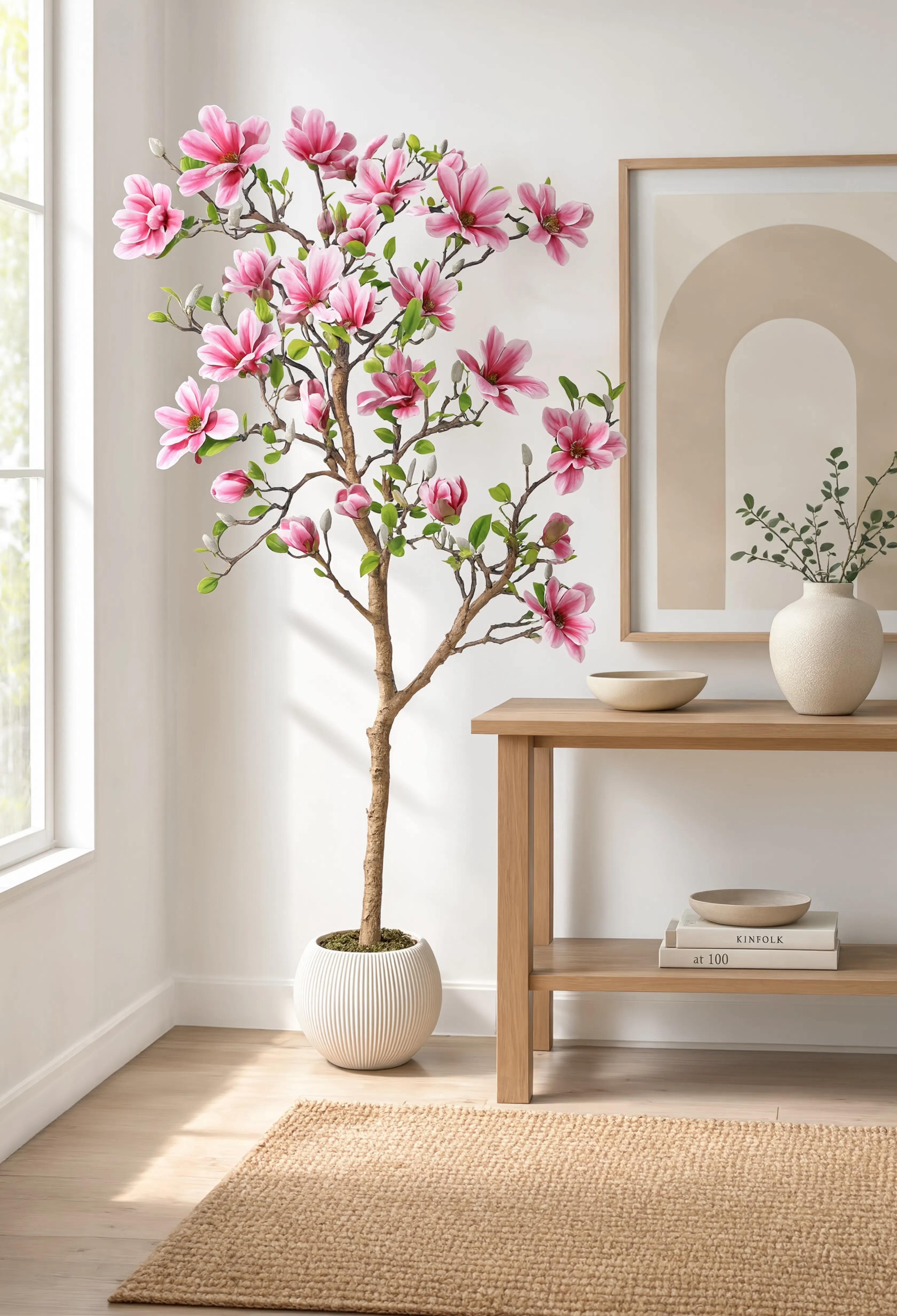 Magnolia Artificiel en Fleurs Rose - 180 cm