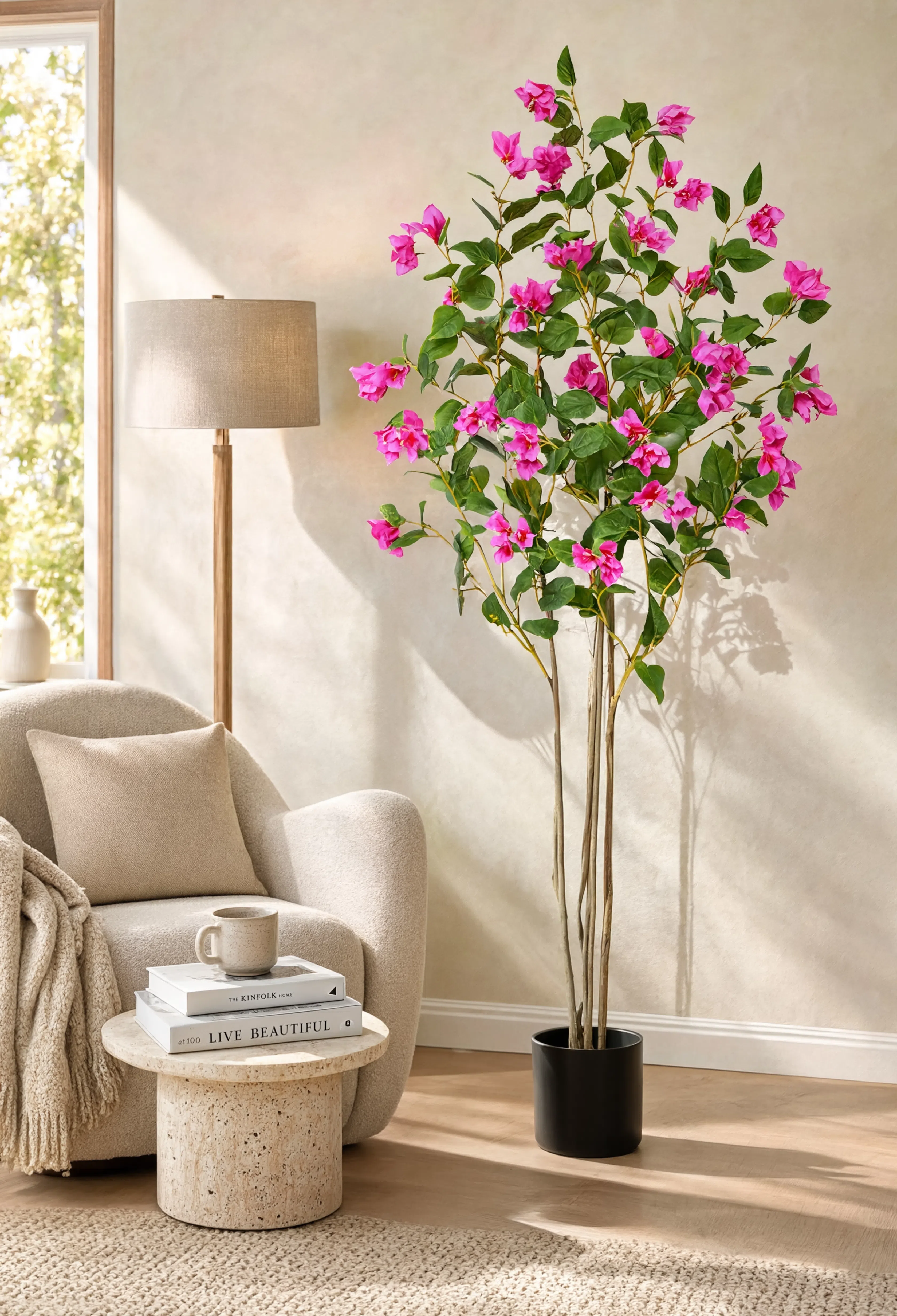 Camélia Artificiel en Fleurs Rose - 180 cm