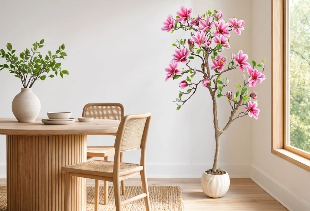 Magnolia Artificiel en Fleurs Rose - 150 cm