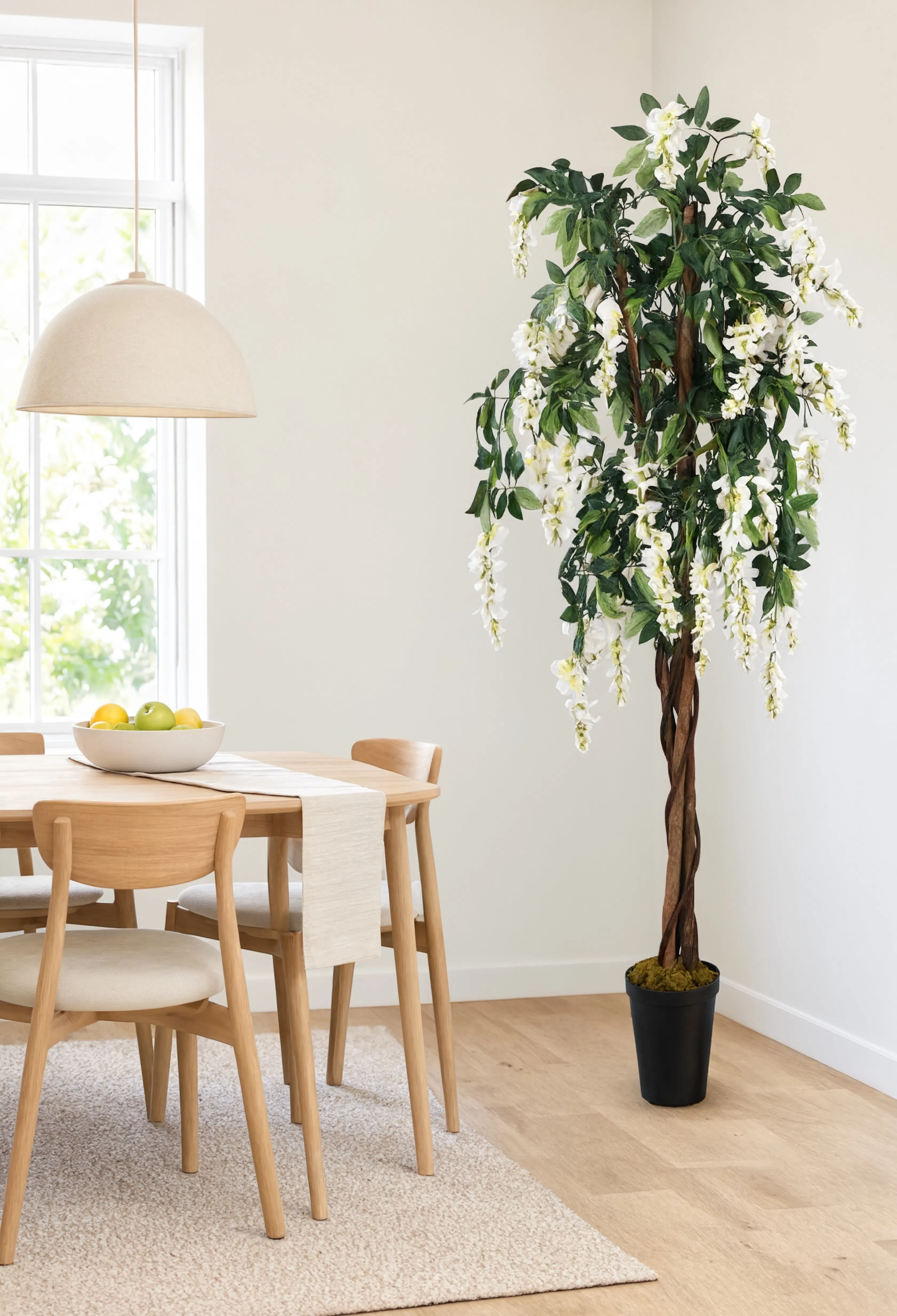 Wisteria Artificielle Vert et Blanc - 200 cm