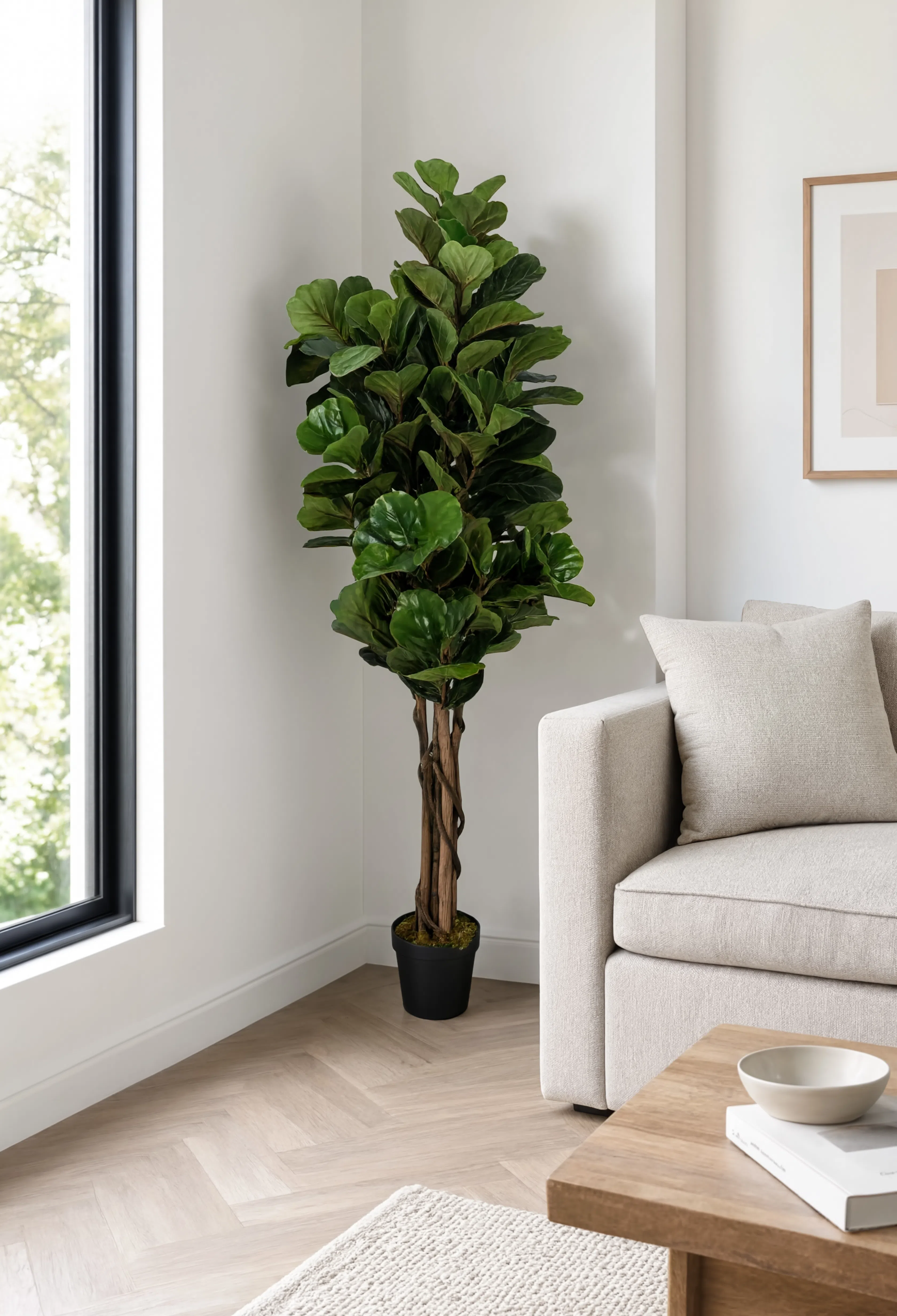 Ficus Lyrata Tressé Artificiel - 120 cm