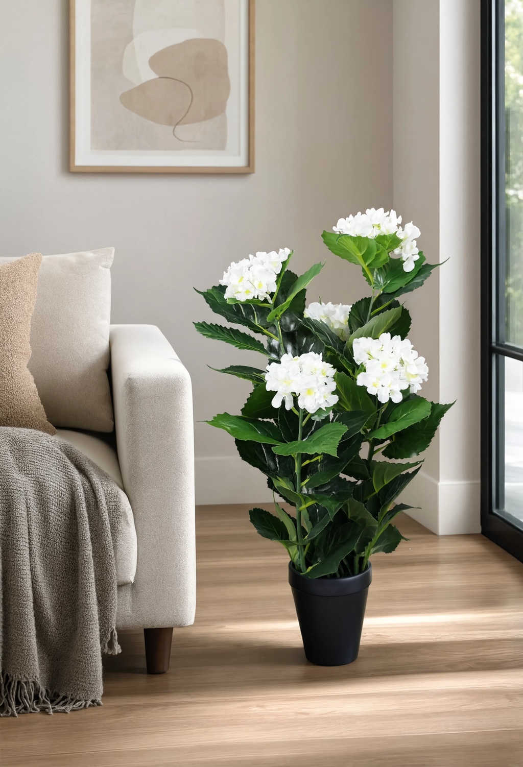 Hortensia Artificiel Blanc - 60 cm