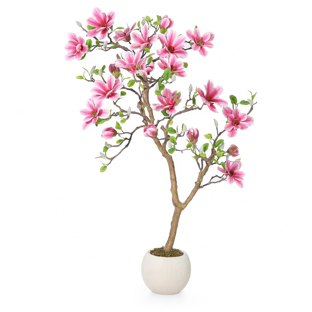 Magnolia Artificiel en Fleurs Rose - 180 cm