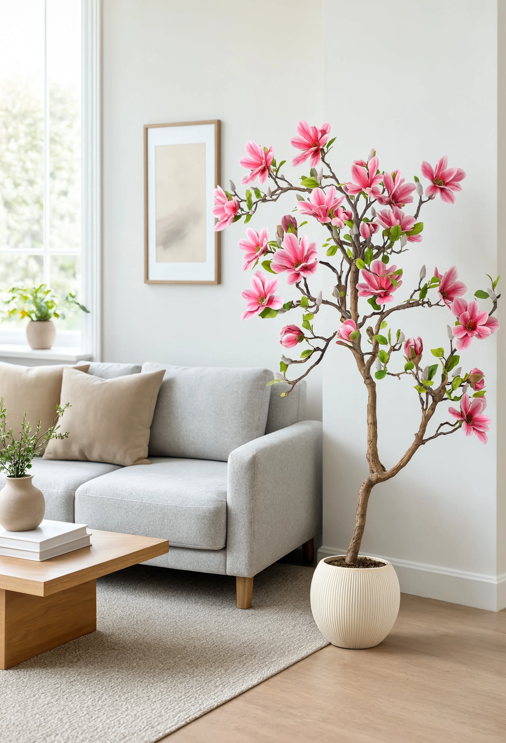 Magnolia Artificiel en Fleurs Rose - 150 cm