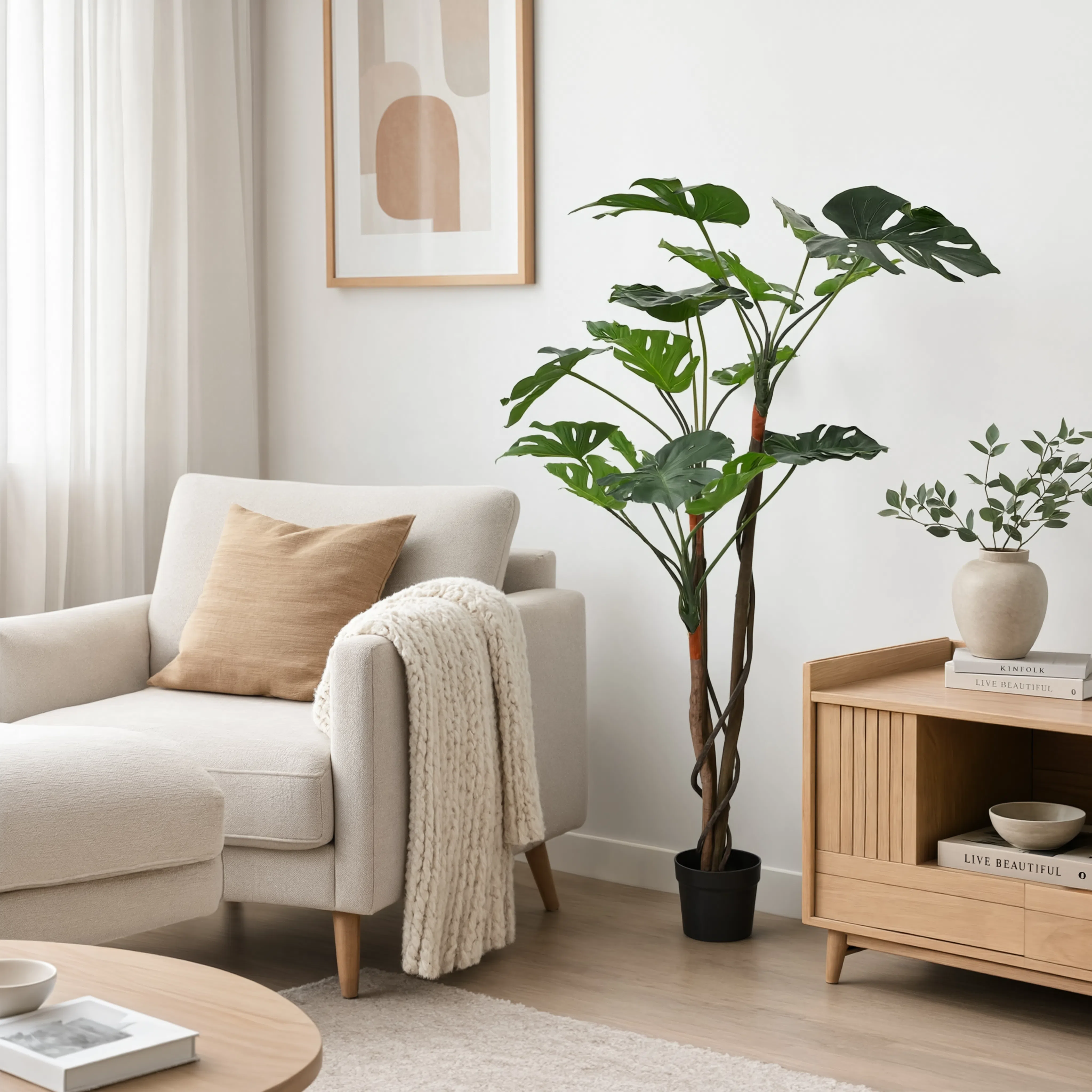 Monstera Artificielle sur Tige Deluxe - 130 cm