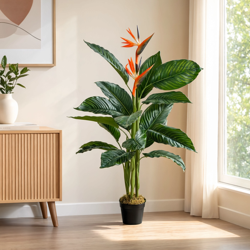 Strelitzia Artificielle Rouge - 100 cm