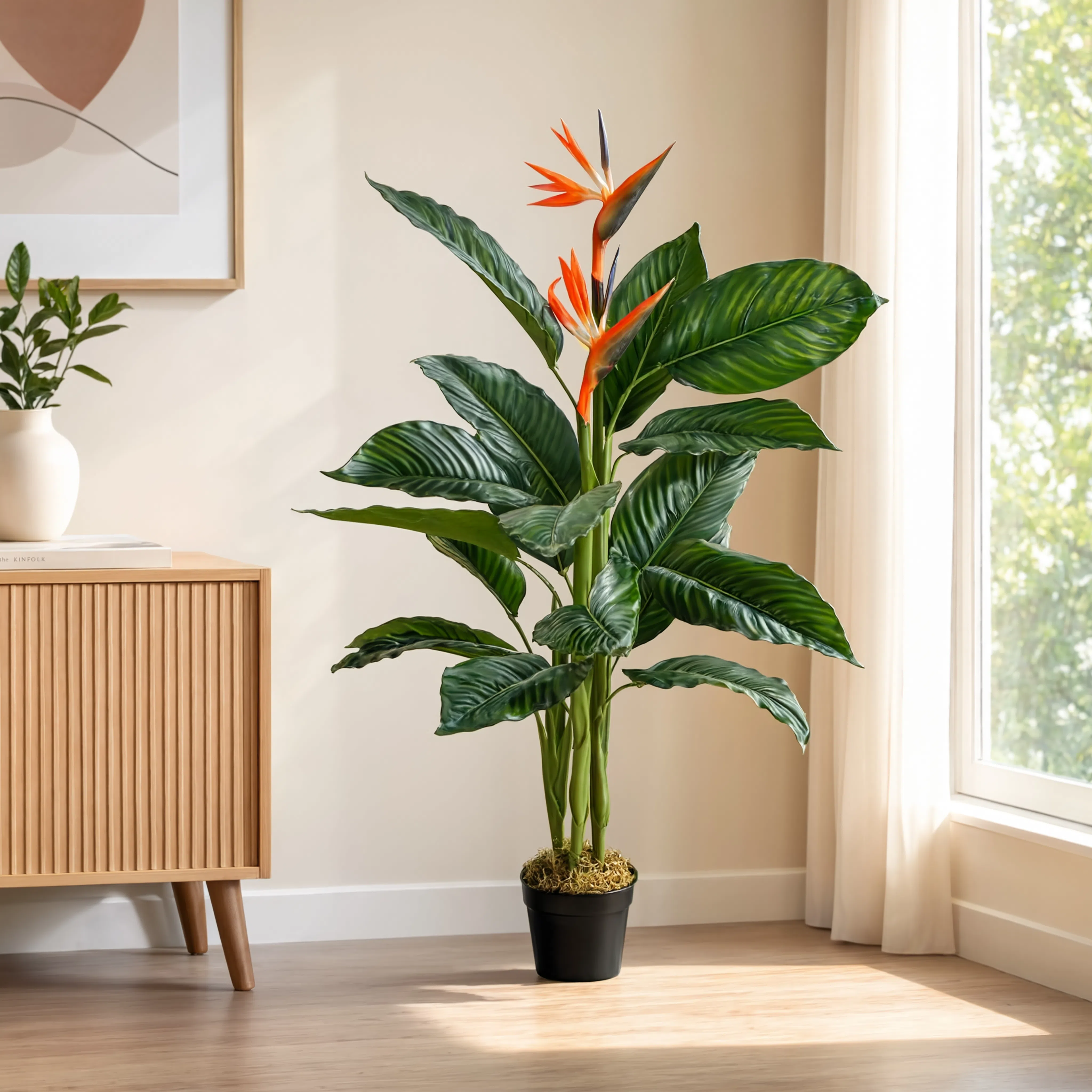 Strelitzia Artificielle Rouge - 100 cm