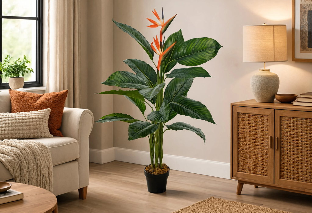 Strelitzia Artificielle Rouge - 100 cm