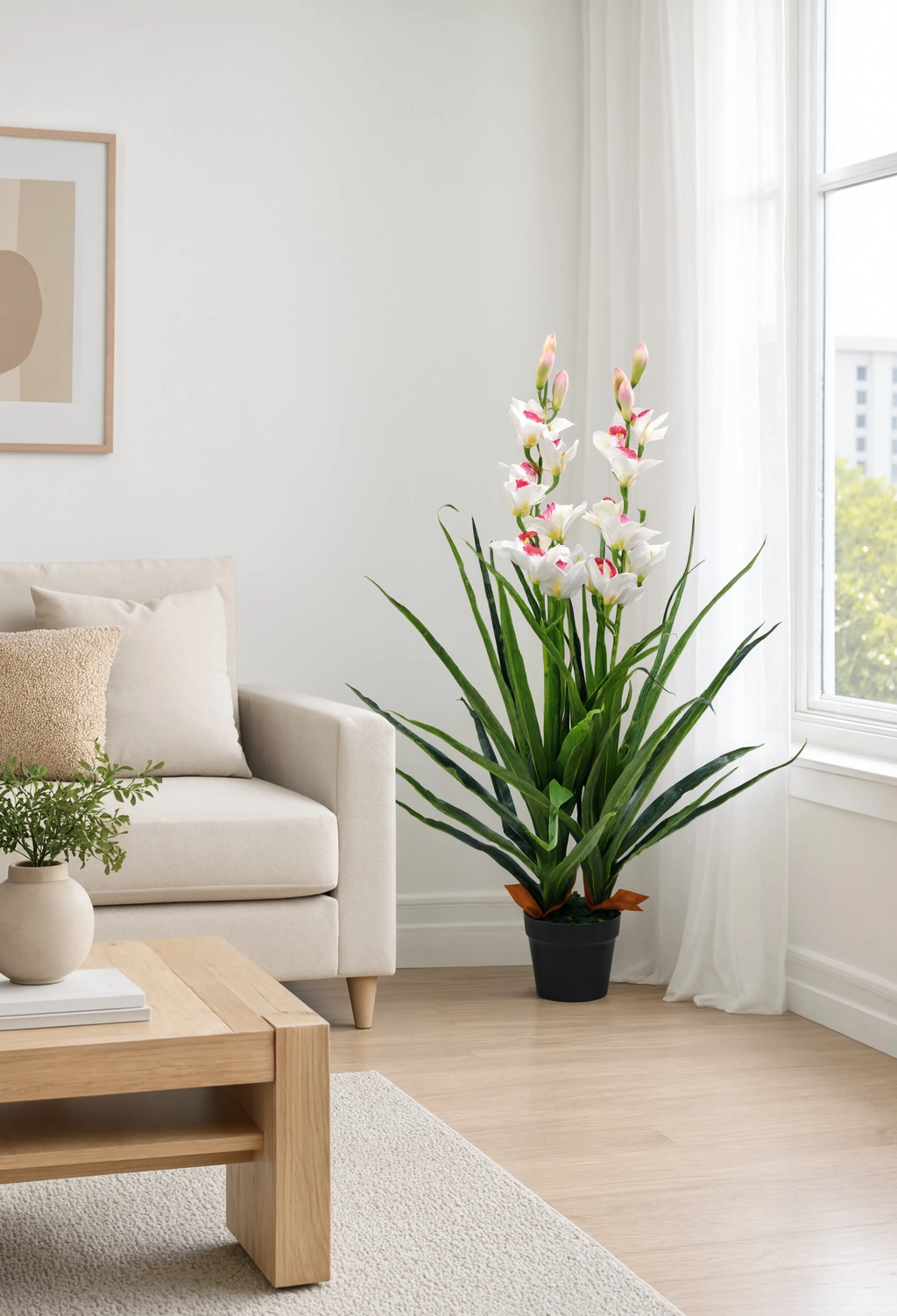 Orchidée Cymbidium Artificielle Royale - 100 cm