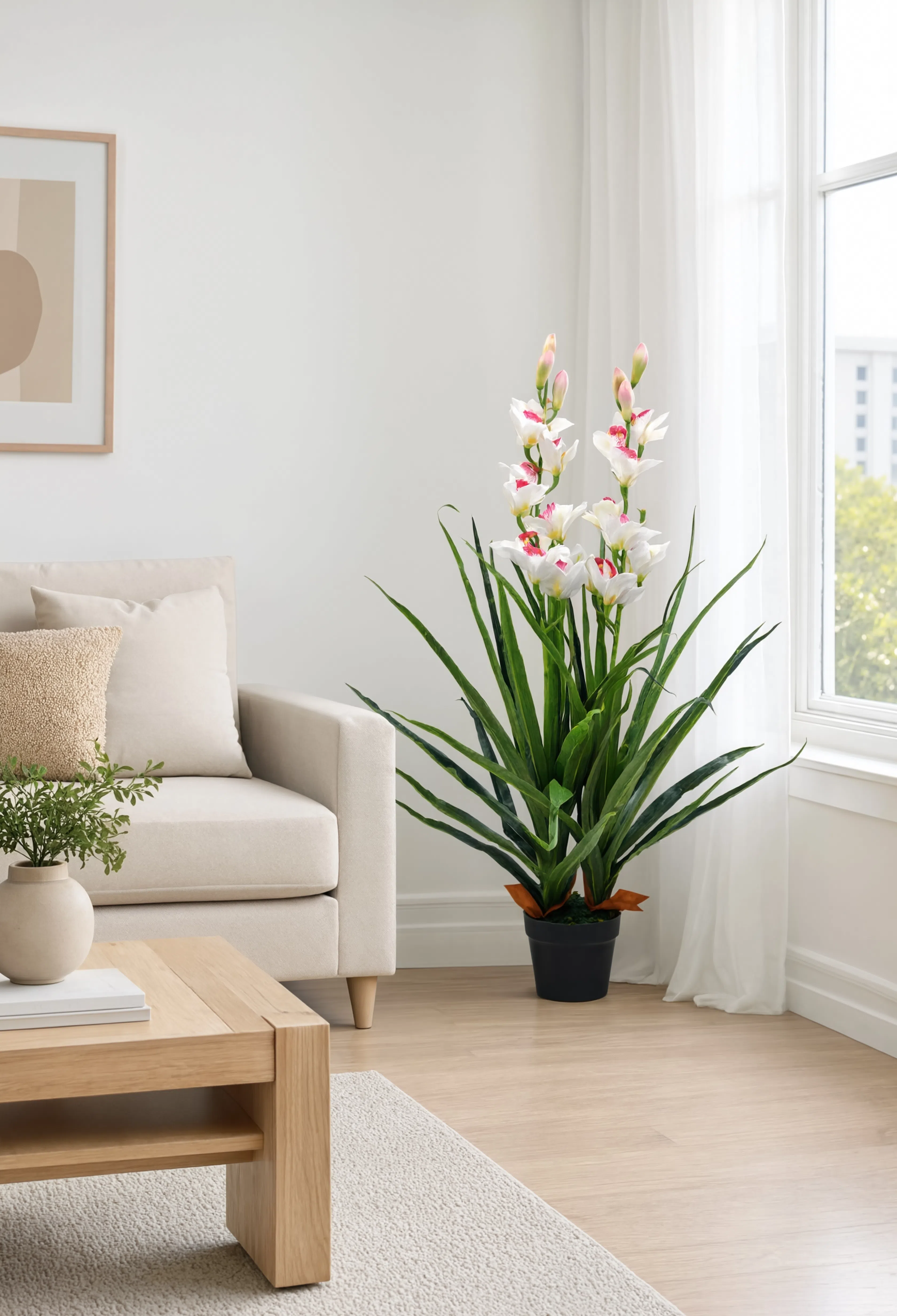 Orchidée Cymbidium Artificielle Royale - 100 cm
