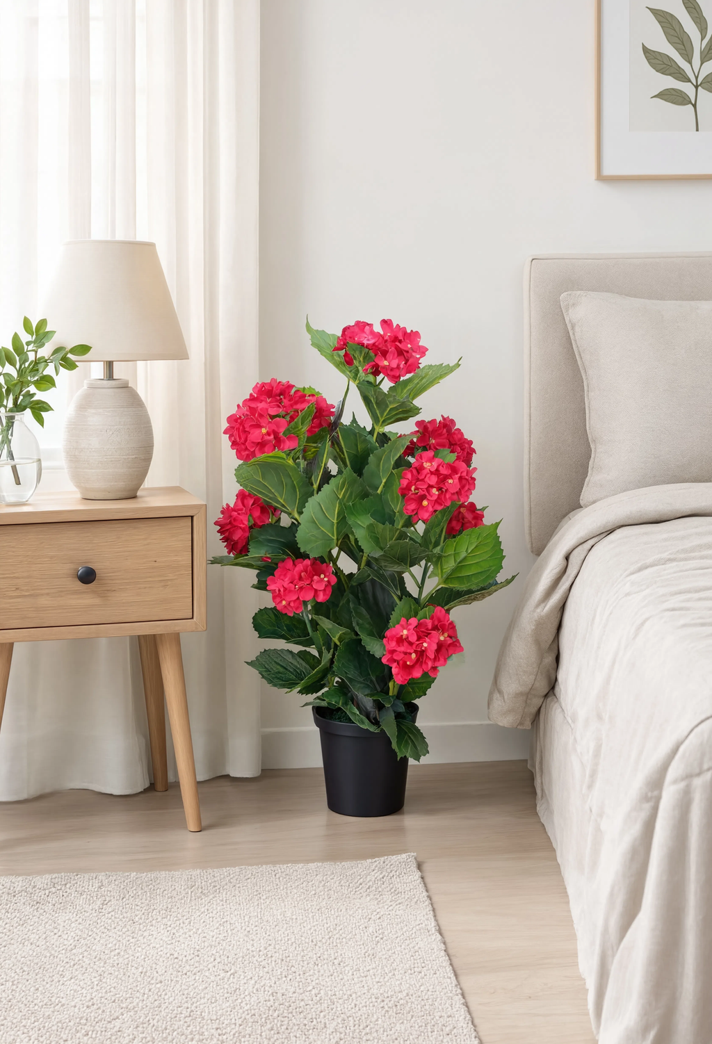 Hortensia Artificiel Rouge - 60 cm