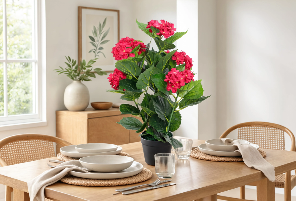 Hortensia Artificiel Rouge - 60 cm