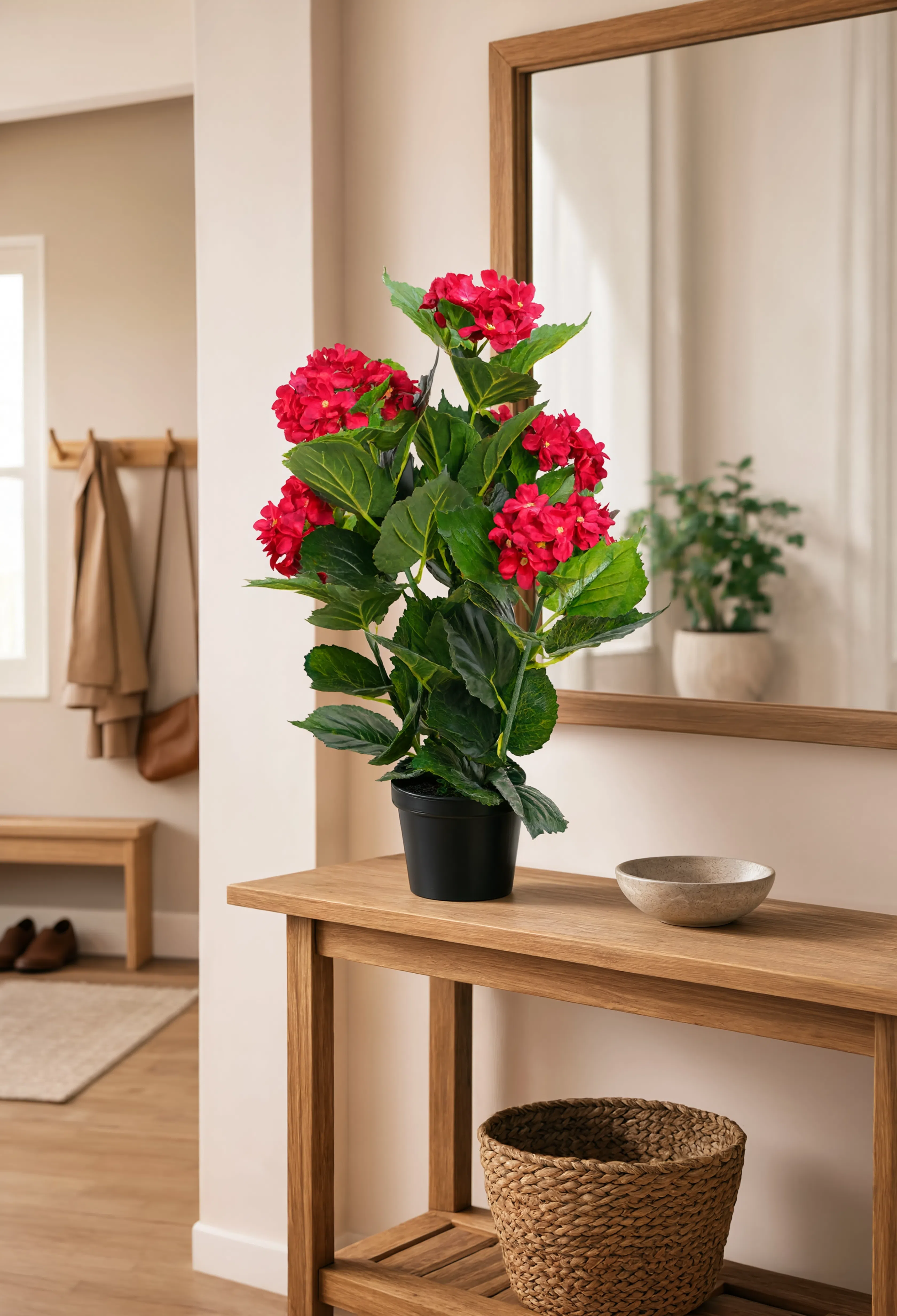 Hortensia Artificiel Rouge - 60 cm