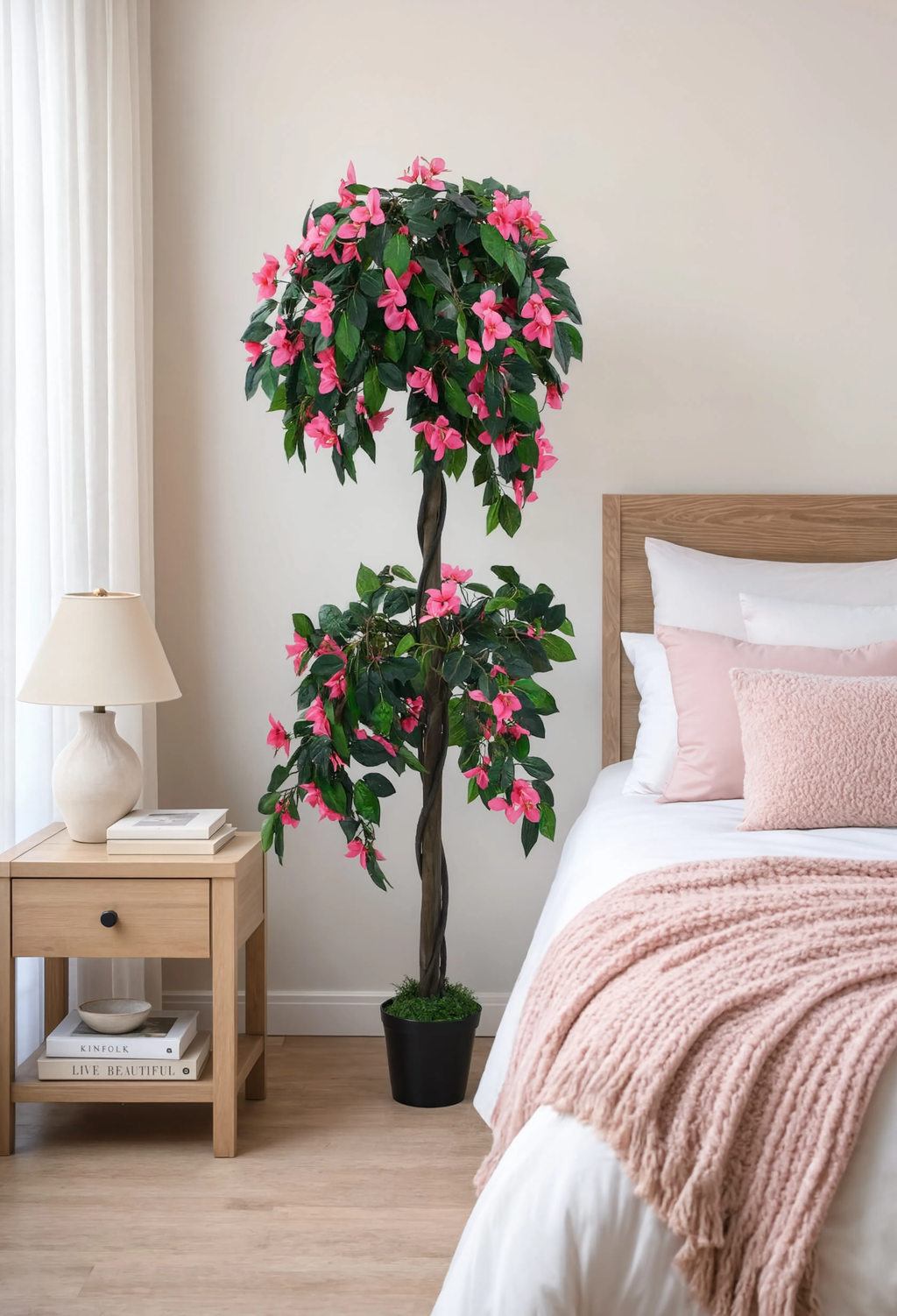 Arbre Bougainvillier Artificiel Double Têtes Rose - 155 cm