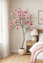 Magnolia Artificiel en Fleurs Rose - 150 cm Horizon Végétal