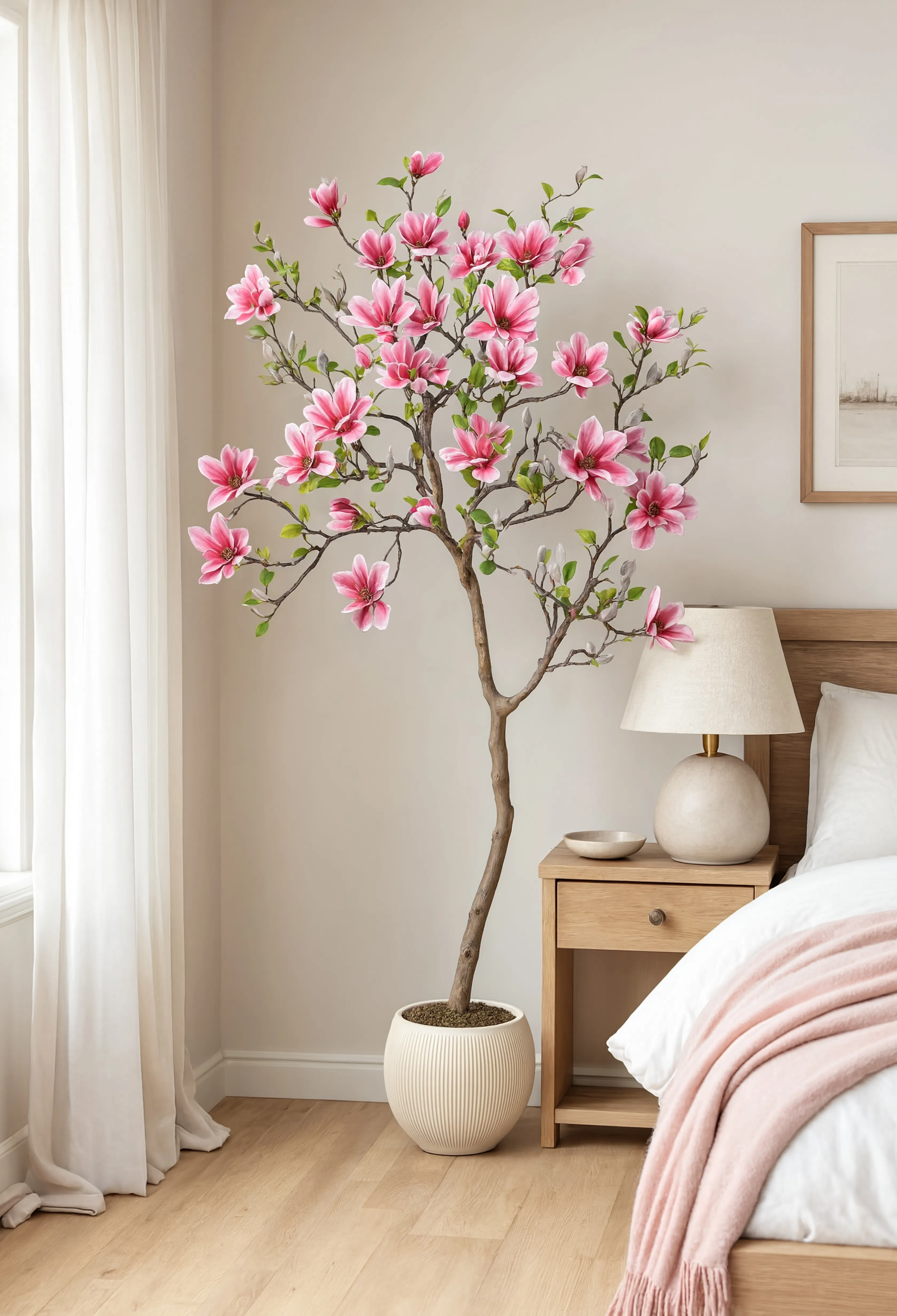 Magnolia Artificiel en Fleurs Rose - 150 cm
