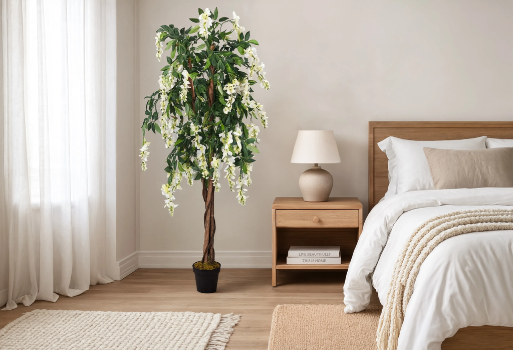 Wisteria Artificielle Vert et Blanc - 150 cm