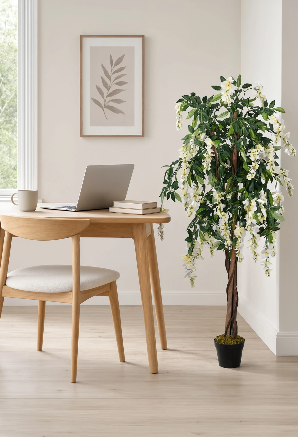 Wisteria Artificielle Vert et Blanc - 120 cm