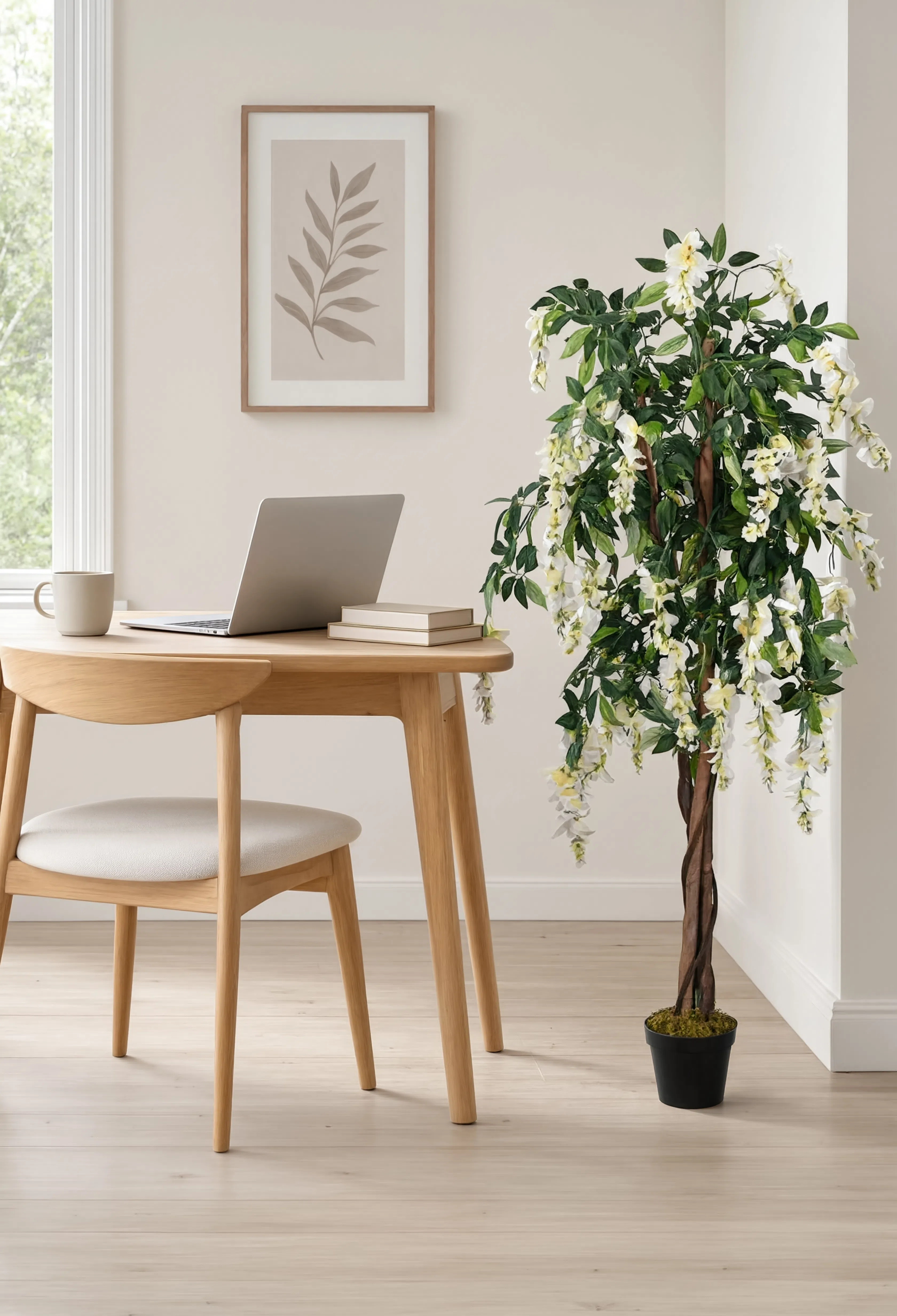 Wisteria Artificielle Vert et Blanc - 120 cm