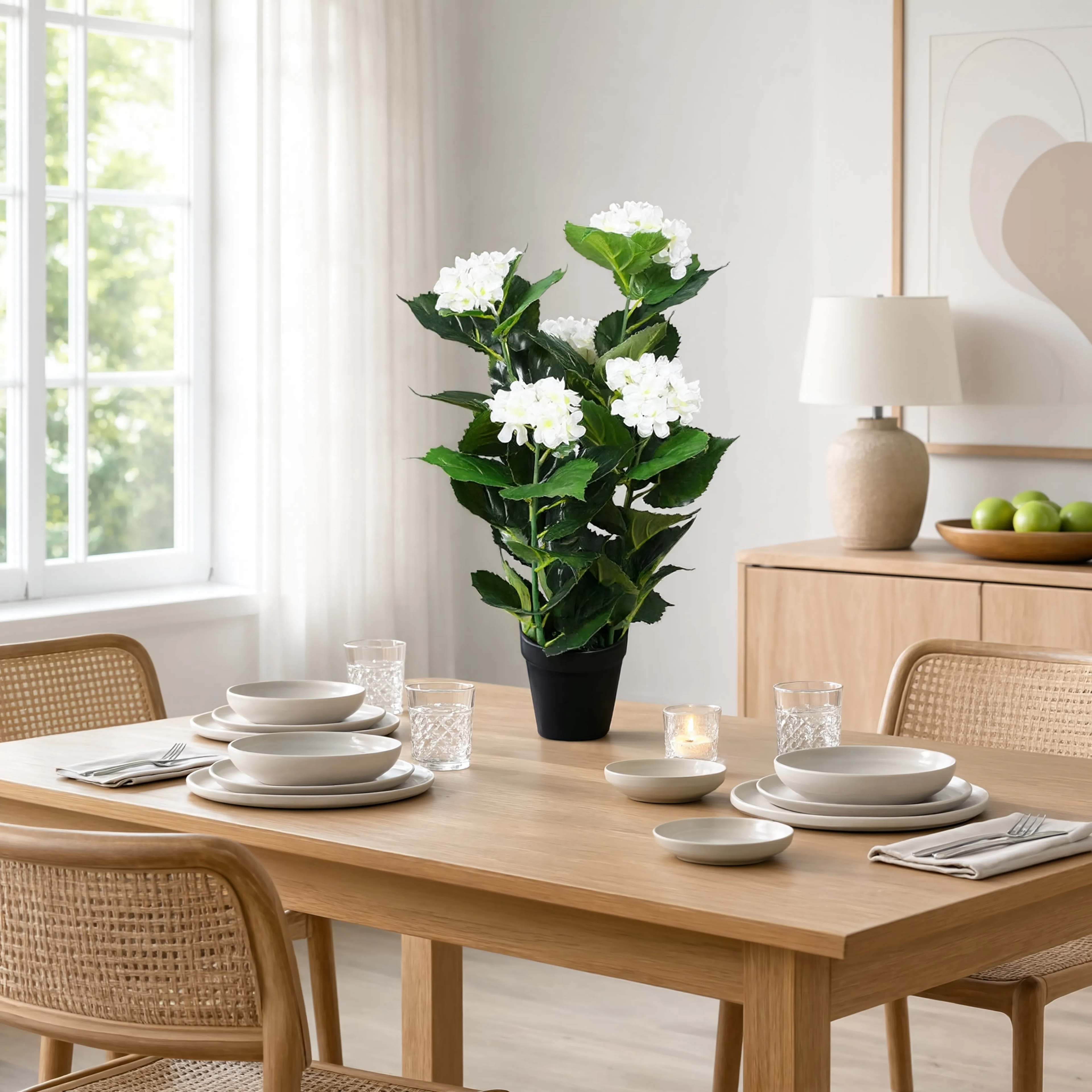 Hortensia Artificiel Blanc - 60 cm