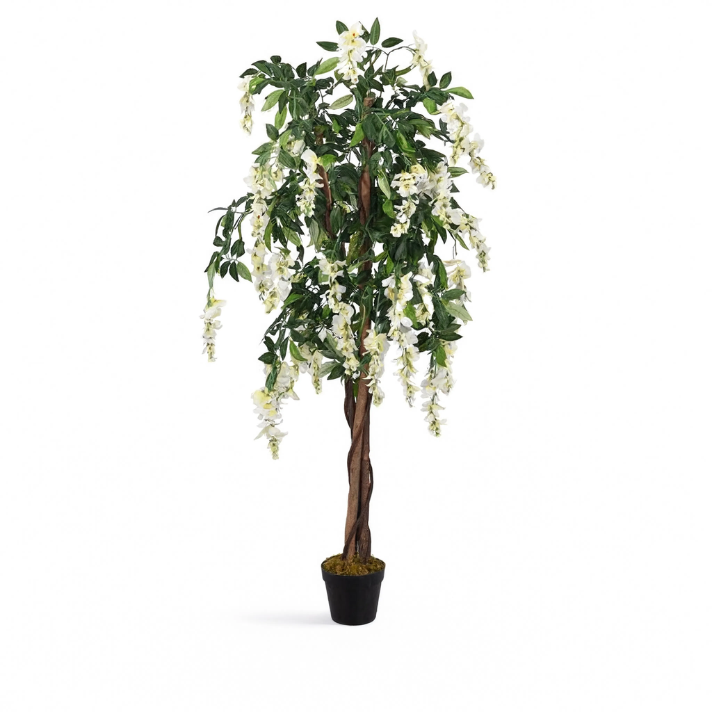 Wisteria Artificielle Vert et Blanc - 120 cm