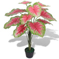 Caladium Artificiel Vert et Rose - 85 cm