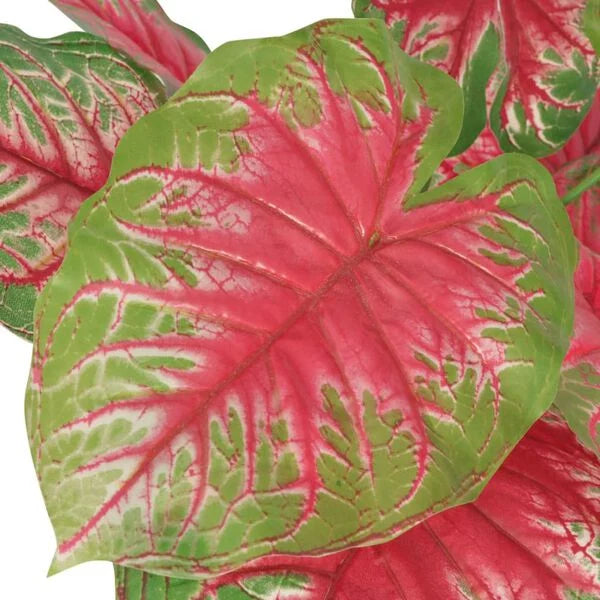 Caladium Artificiel Vert et Rose - 85 cm